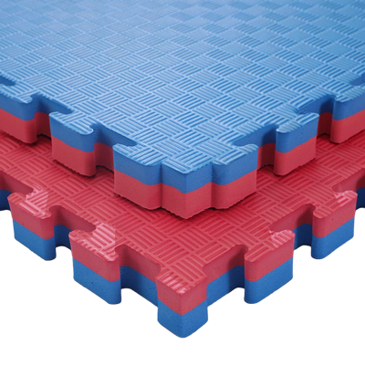 40mm 1m x 1m Interlocking Jigsaw Dojo Mat - Blue / Red