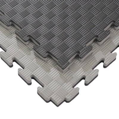 25mm 1x1m Interlocking Jigsaw Dojo Mat - Black / Grey