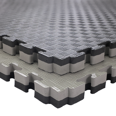 40mm 1m x 1m Interlocking Jigsaw Dojo Mat - Black / Grey